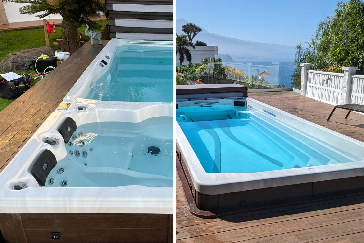 Varias personas sentadas dentro de un spa