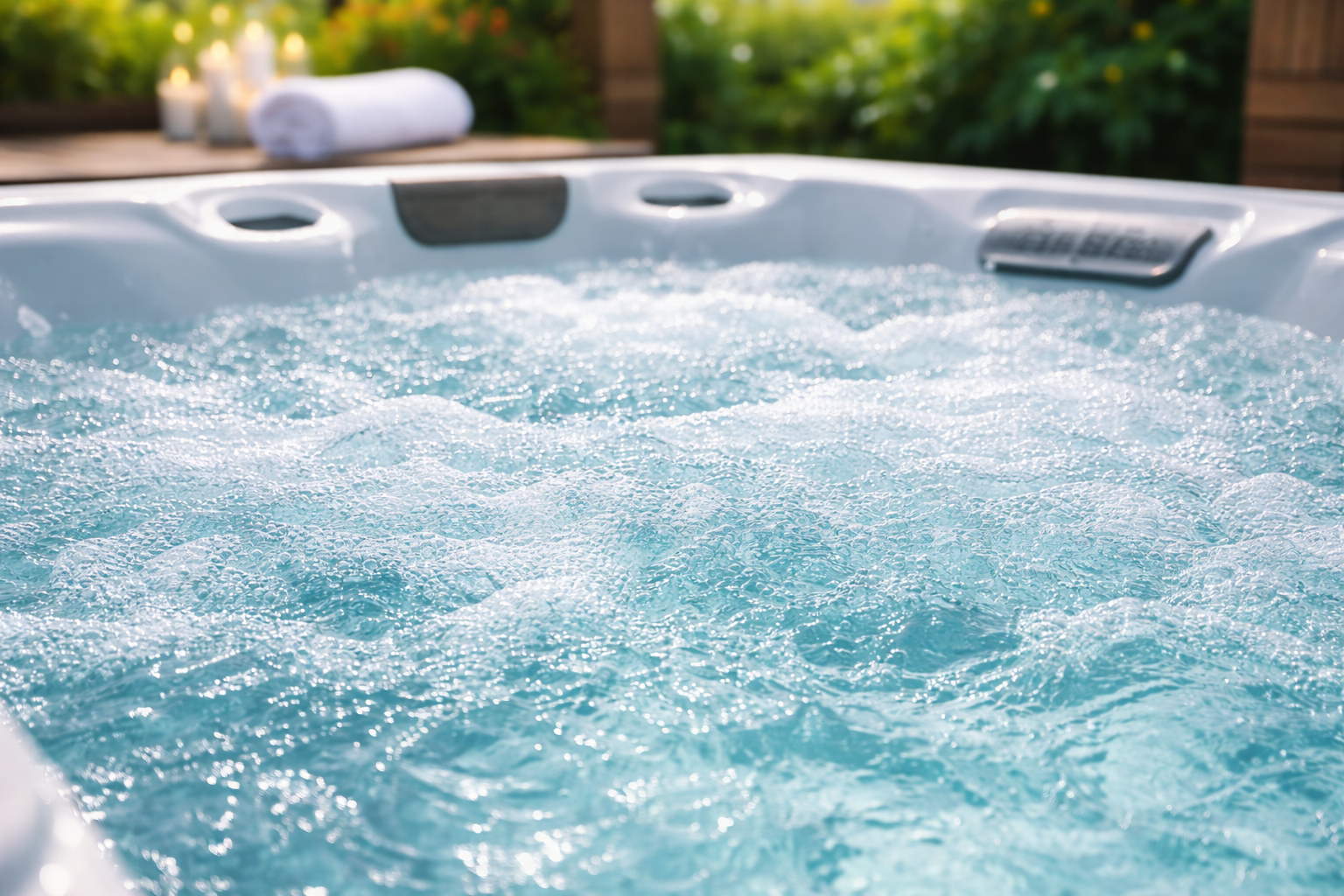 Varias personas sentadas dentro de un spa