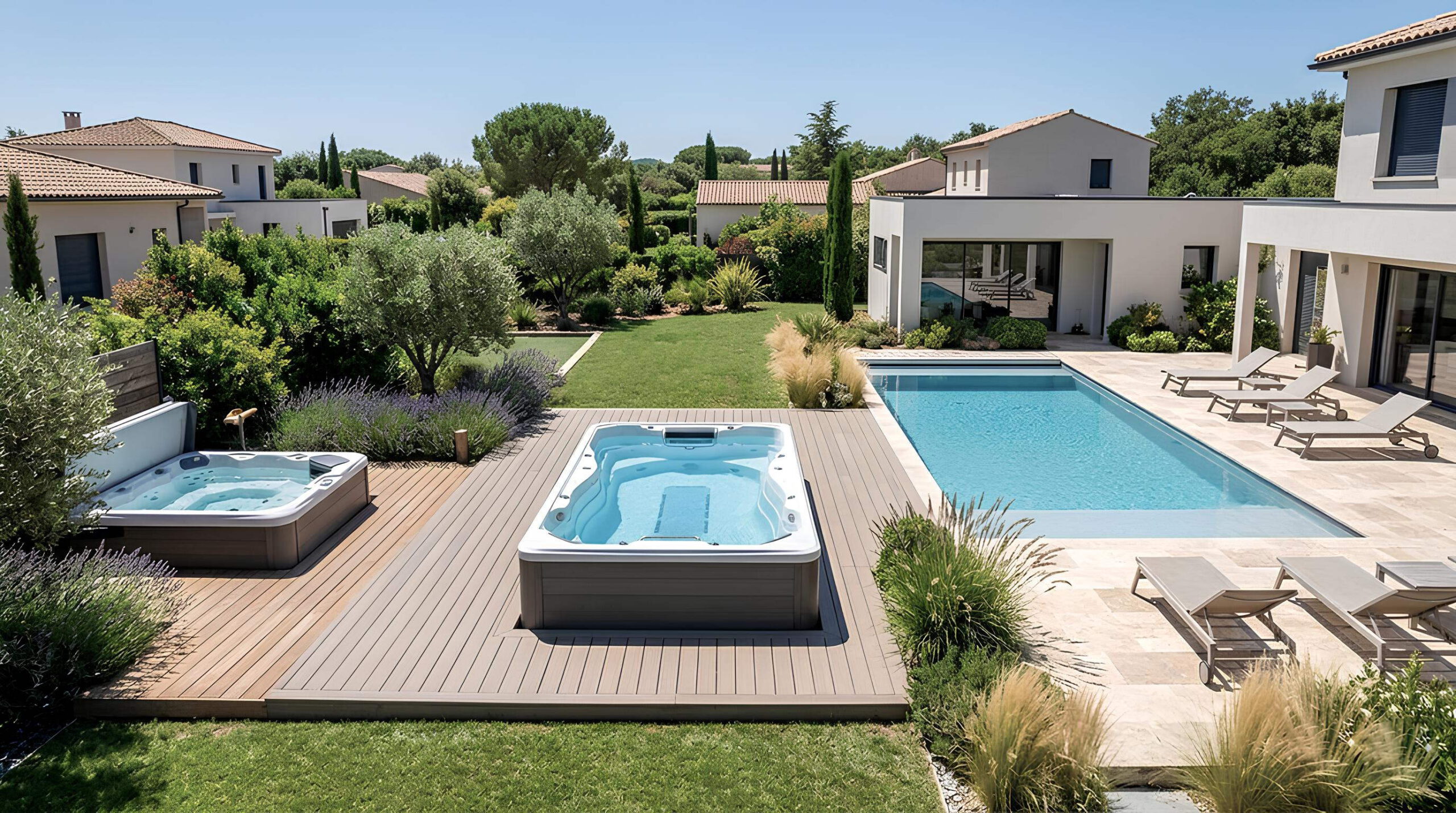 Varias personas sentadas dentro de un spa