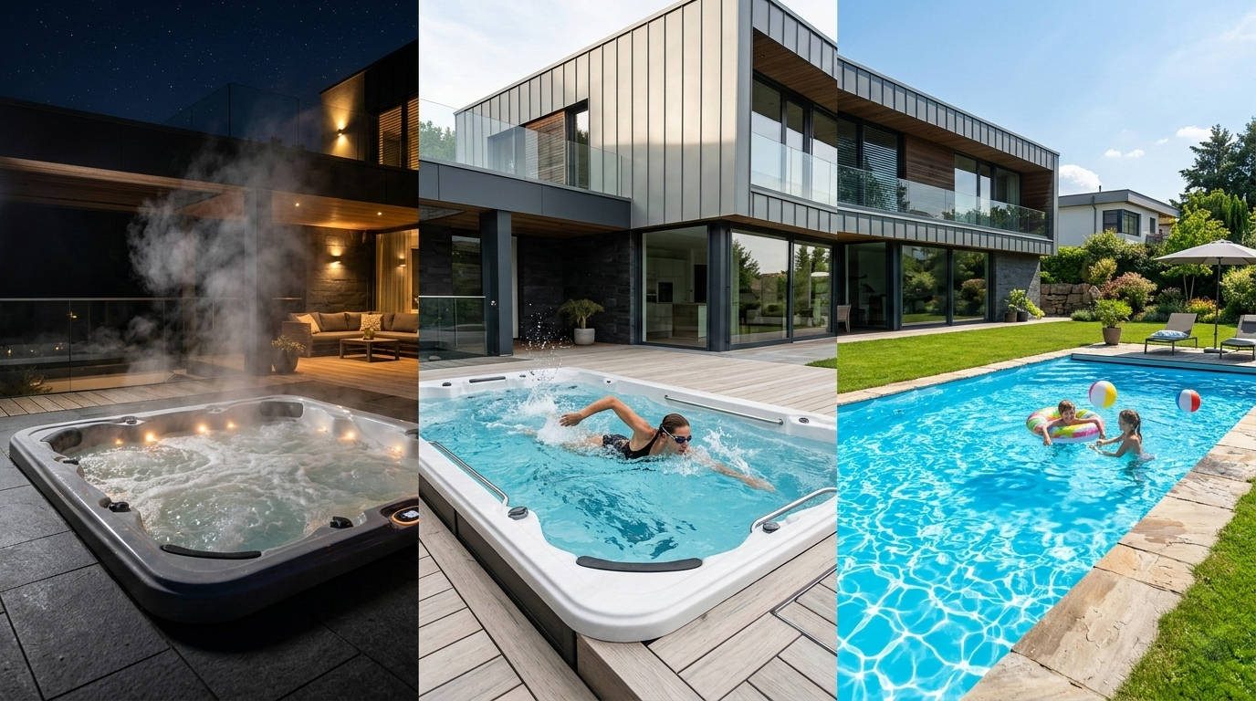 Varias personas sentadas dentro de un spa